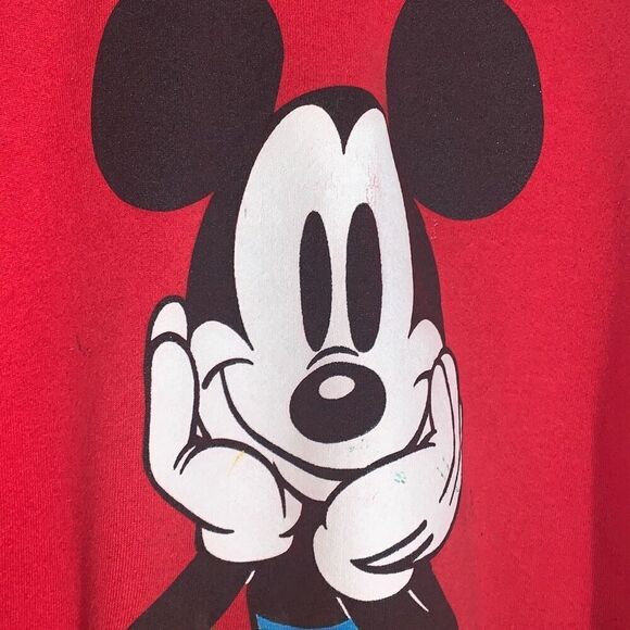 Mickey & Co Mouse Double Sided Graphic Red Sweatshirt Adult Large Vintage 90s Di - Picture 2 of 16
